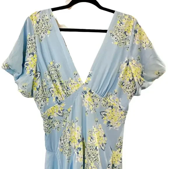 NWT Free People Laura Printed Midi Dress in Sky Combo - Picture 4 of 7